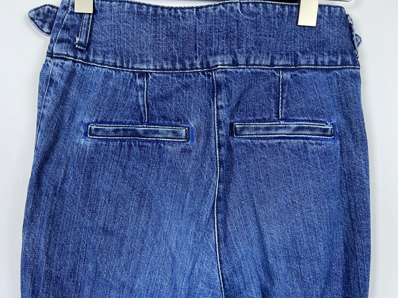 SEZANE Denim Blue High Waist Pleated Belted Regular Slim Fit Pants Size 34