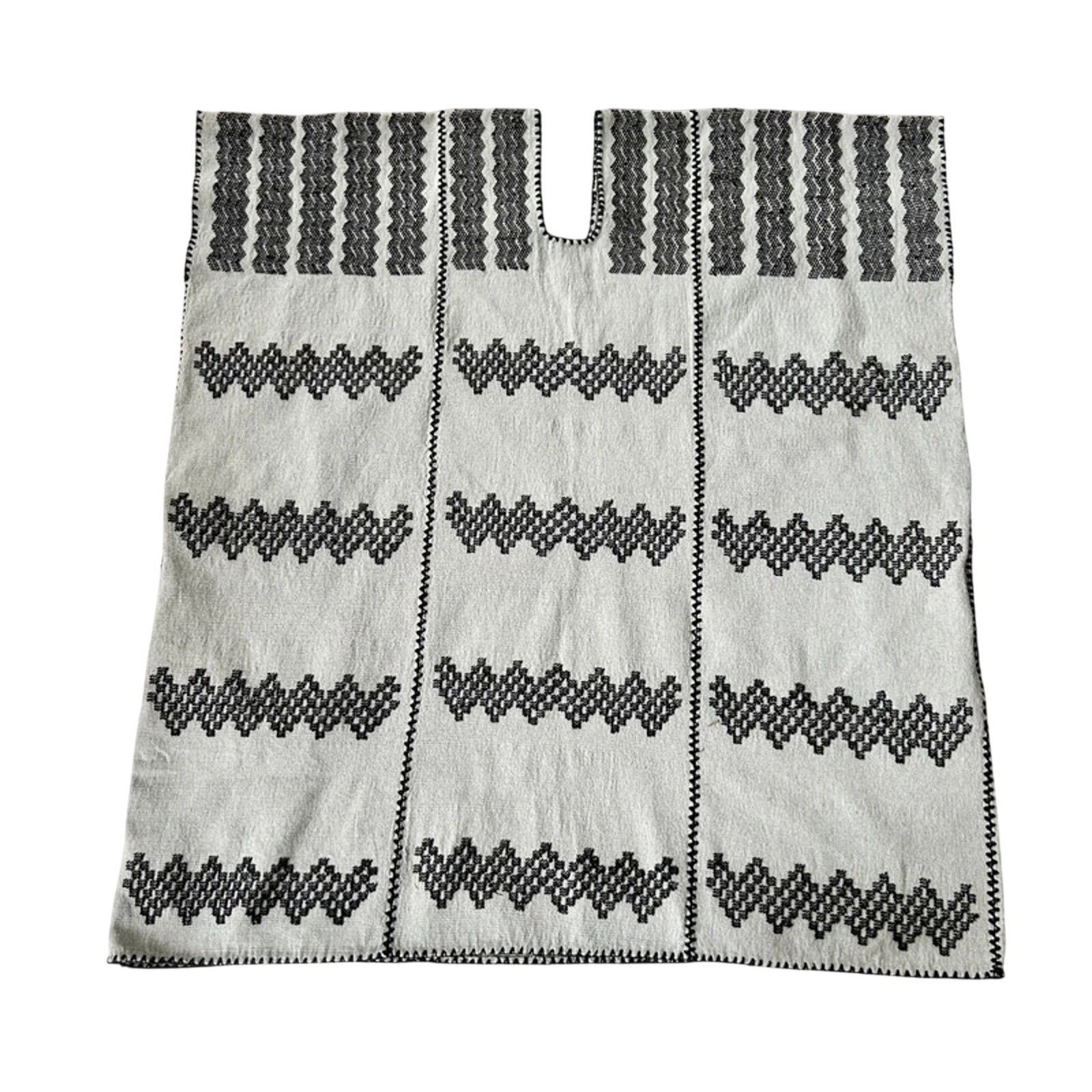 Pippa Holt No 212 Handwoven Cotton Three Panel Kaftan Grey Black One Size Beach