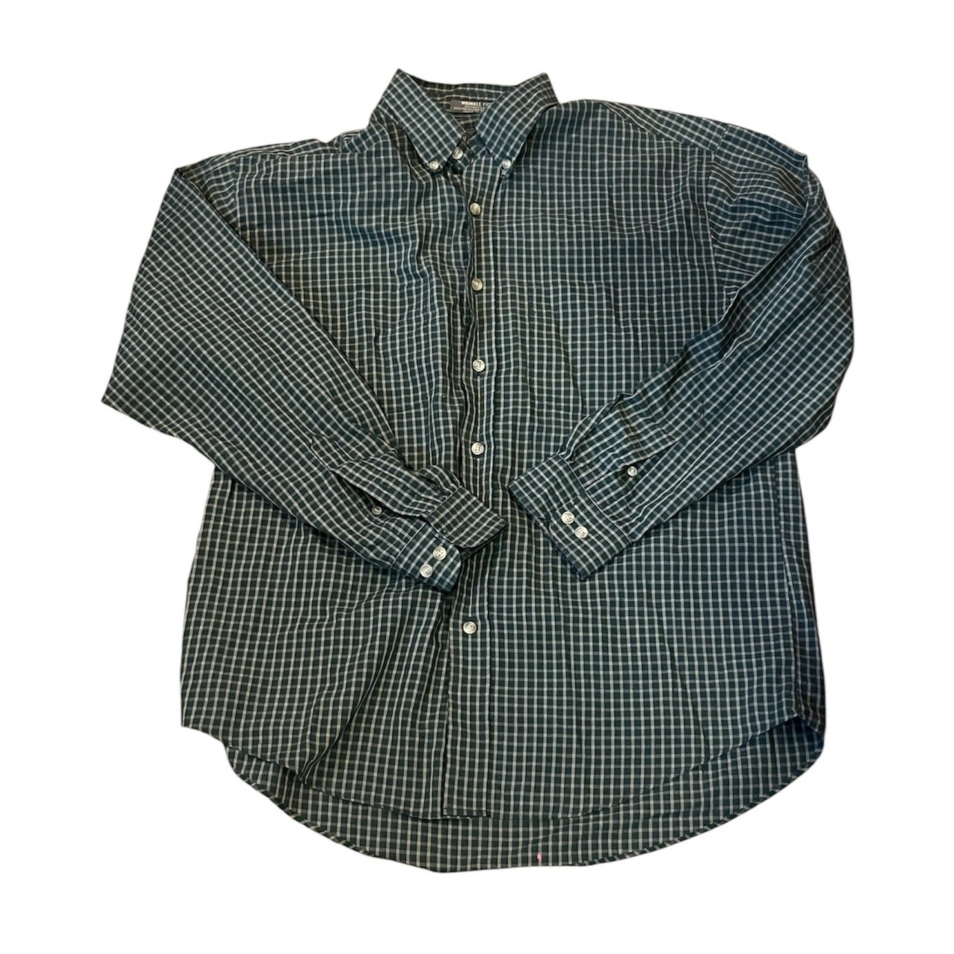 Van Heusen Button Up Shirt Mens M Green Long Sleeve Career Casual Wrinkle Free