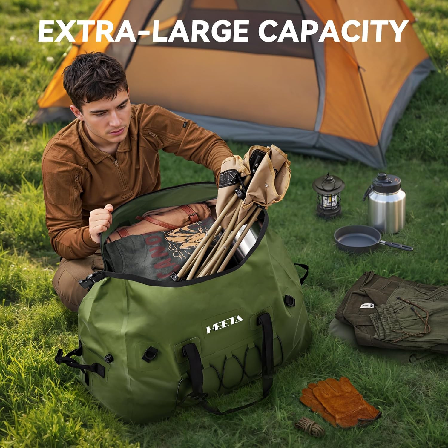 Waterproof Duffel Bag Motorcycle Dry Bag Backpack, 60L/80L Extra Large Rolltop T