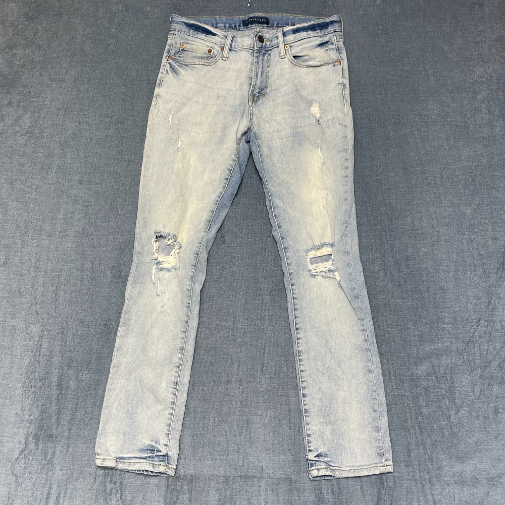 Aeropostale Jeans Mens 29/30 Blue Denim Cotton Stretch Skinny Leg Distressed