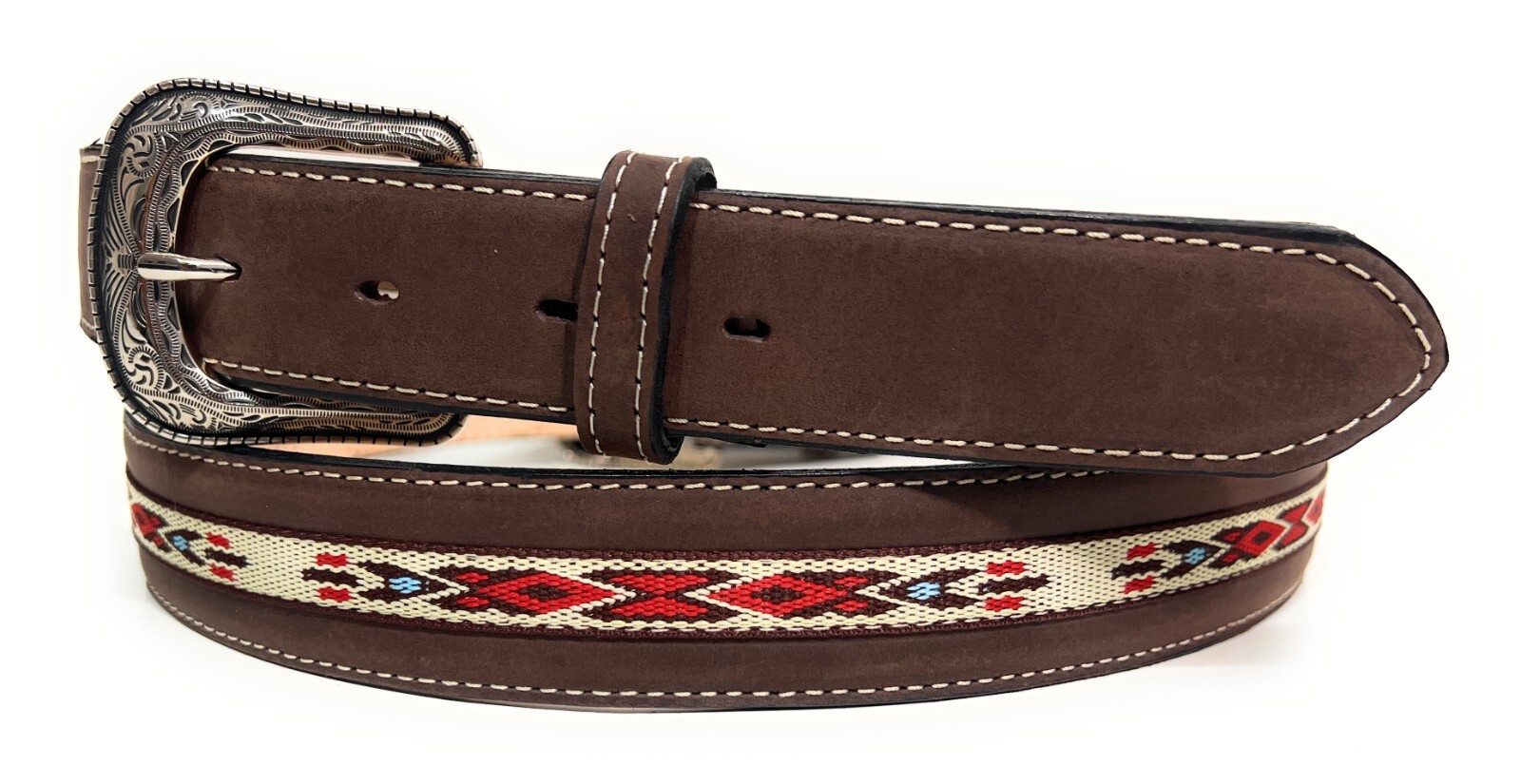 MEN’S WESTERN LEATHER BELT. SADDLE HORSE SOUTHWESTERN STYLE COWBOY RODEO BELT