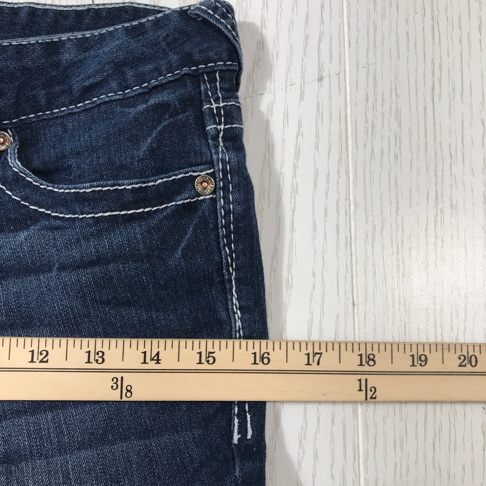 Amethyst Jeans Womens 7 Dark Wash Bootcut Stretch Mid Rise Button Flap Y2K