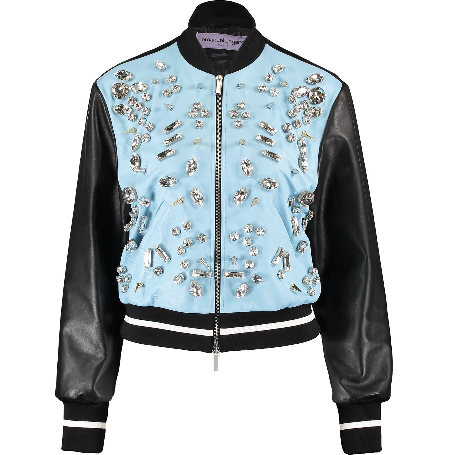 EMANUEL UNGARO Leather Varsity Jacket, UK 6 / IT 38 Made in Italy; RRP £3600