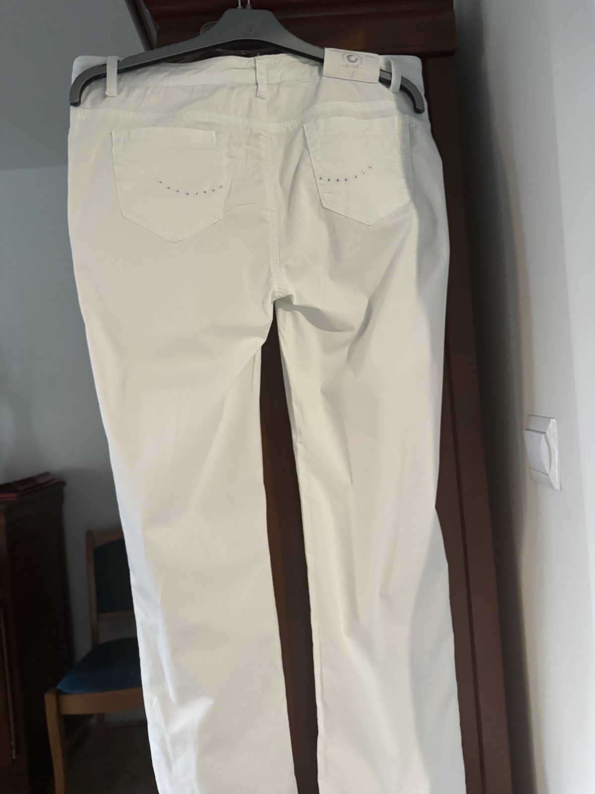 Sunbird women’s jeans cotton elastane summer with rhinestones XL/W/34 white