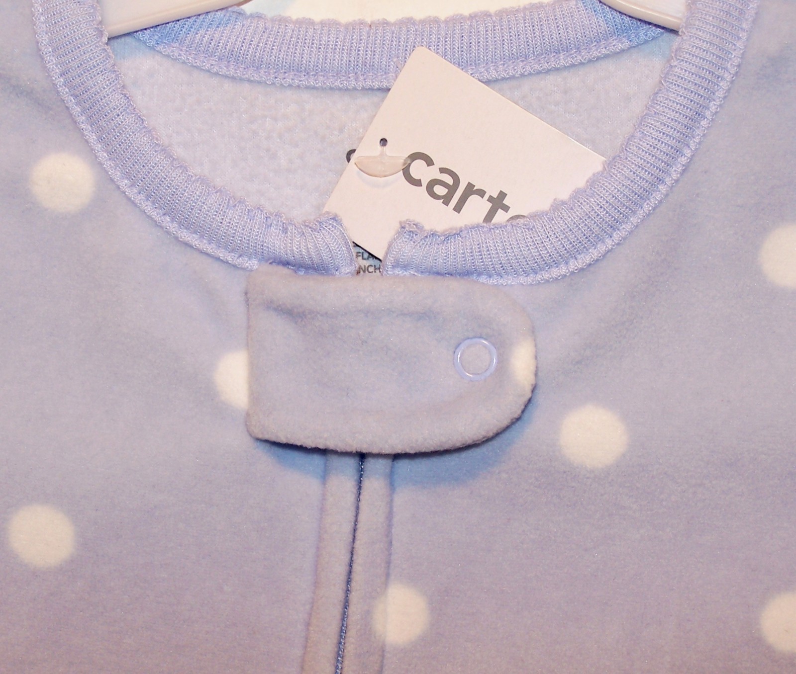 New CARTERS 1pc FLEECE Zip FOOTED Blue White Dot PRINCESS PAJAMAS PJs 24 months