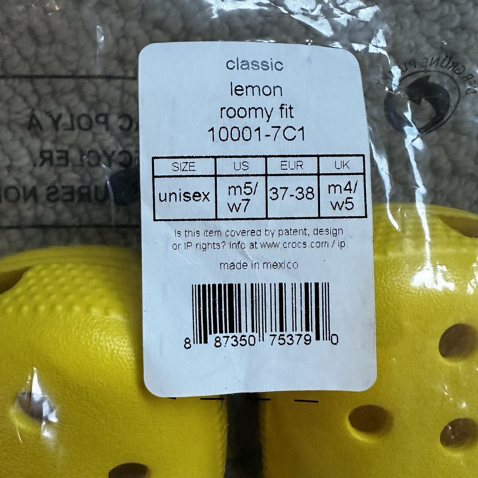Crocs Classic Clog Roomy Fit Lemon Yellow 10001-7C1 Size 5Y Youth Kids New