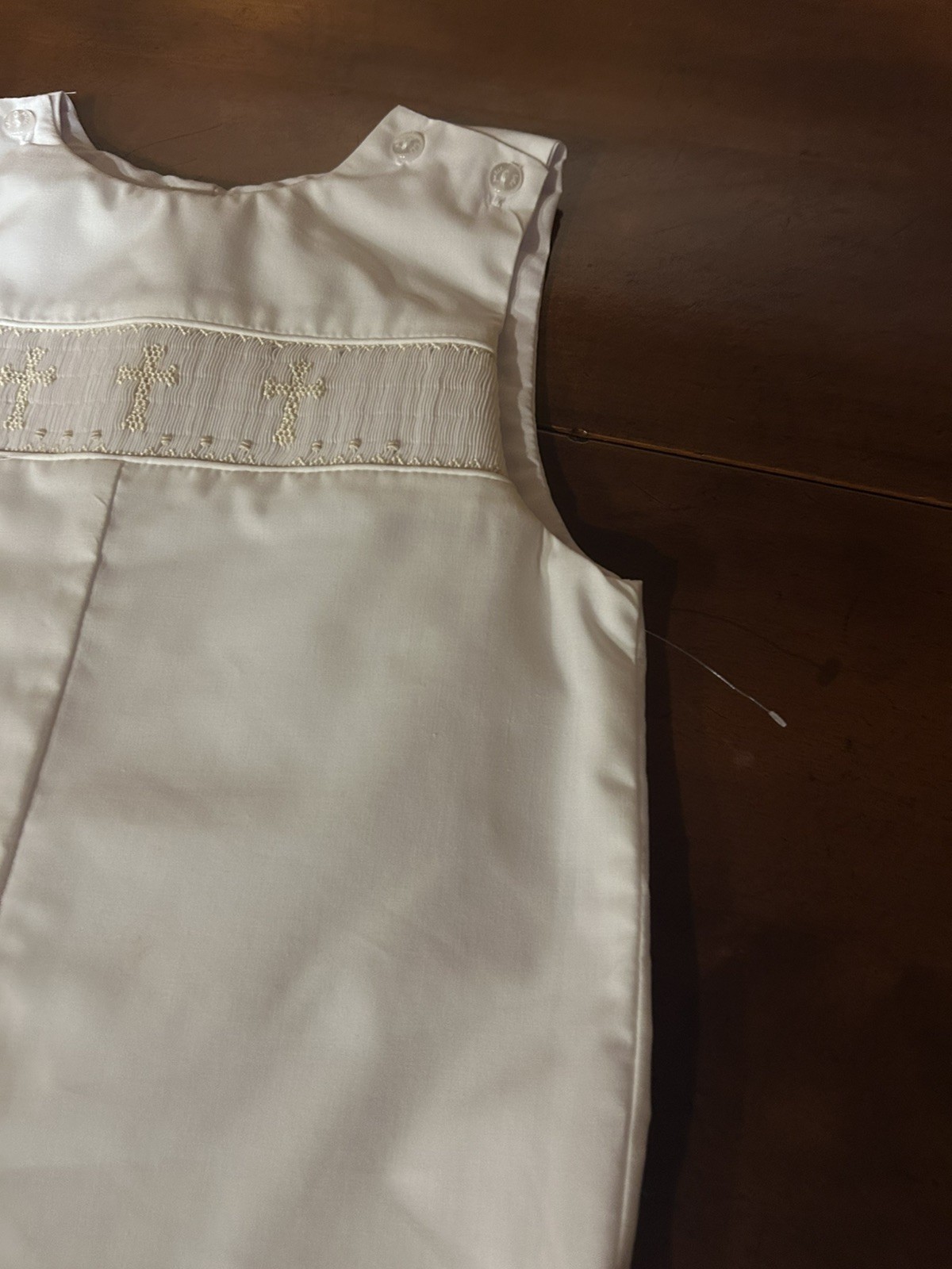 Petit Bebe Smocked Cross Jon Jon Romper Boys 2T Easter Baptism Christening NWOT