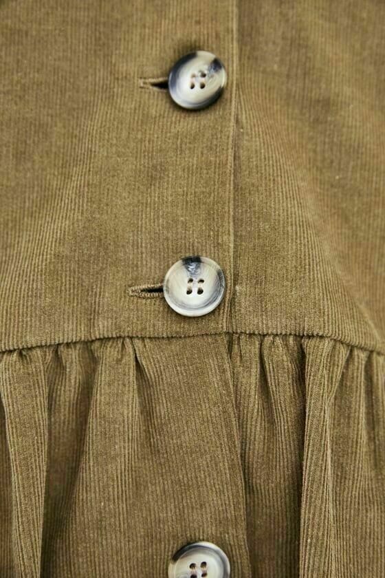 Zara Button Up Corduroy Mini Dress Green Fall Small New Retro Vintage Twee