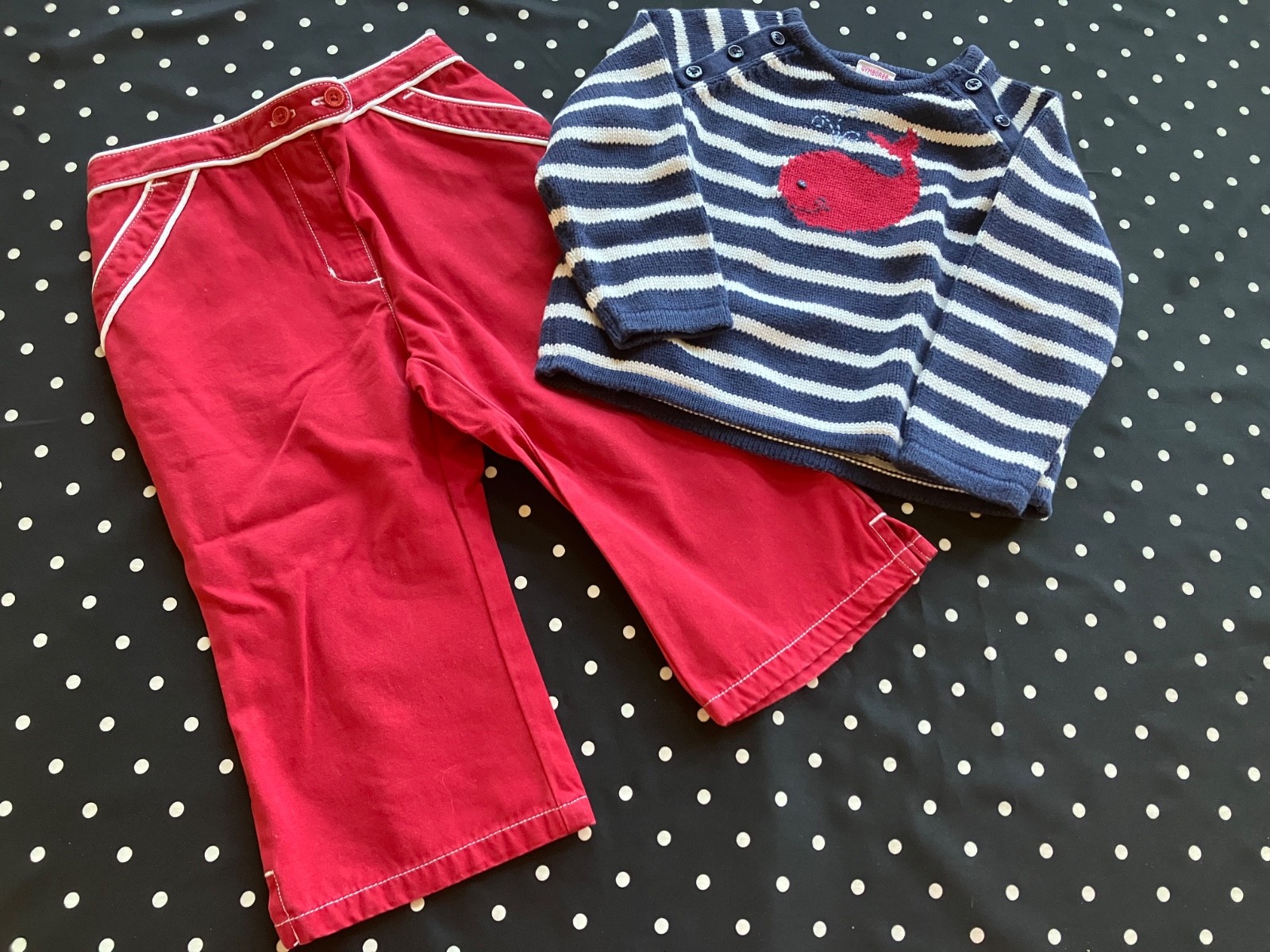 Y2K Gymboree 2003 Whale Watching striped sweater trouser pants 18-24 cmb ship