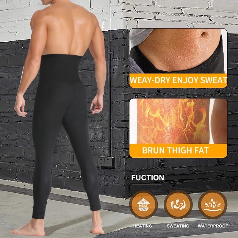 Men’s Sauna Pants Waist Trainer Body Shaper Sweat Slimming Yoga Leggings Gym Hot