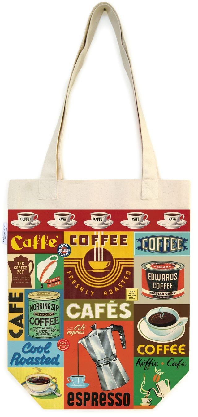 Cavallini & Co. Coffee Vintage Style Canvas Tote Bag