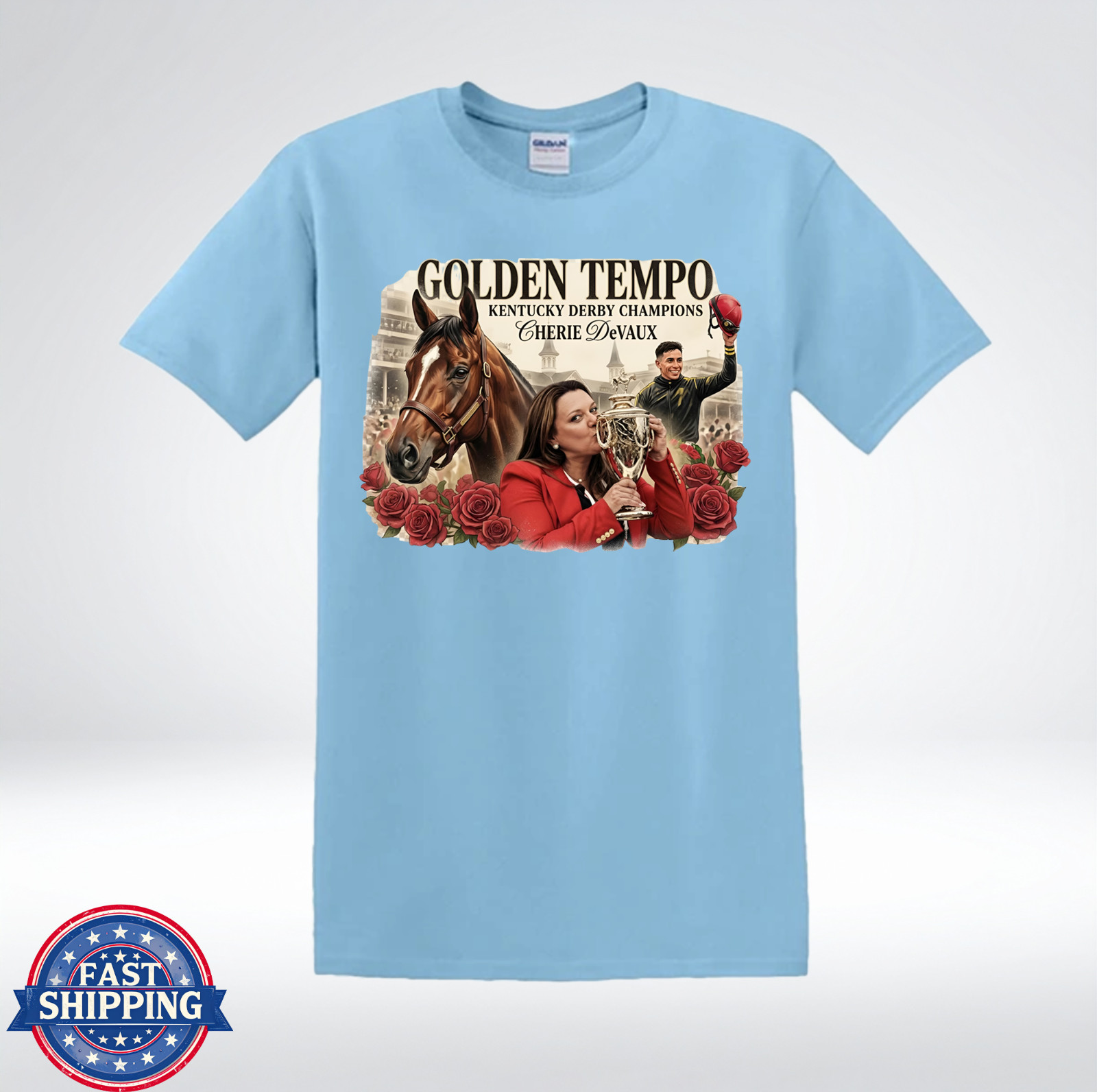 Golden Tempo Champion Thoroughbred Racing Tribute T-Shirt