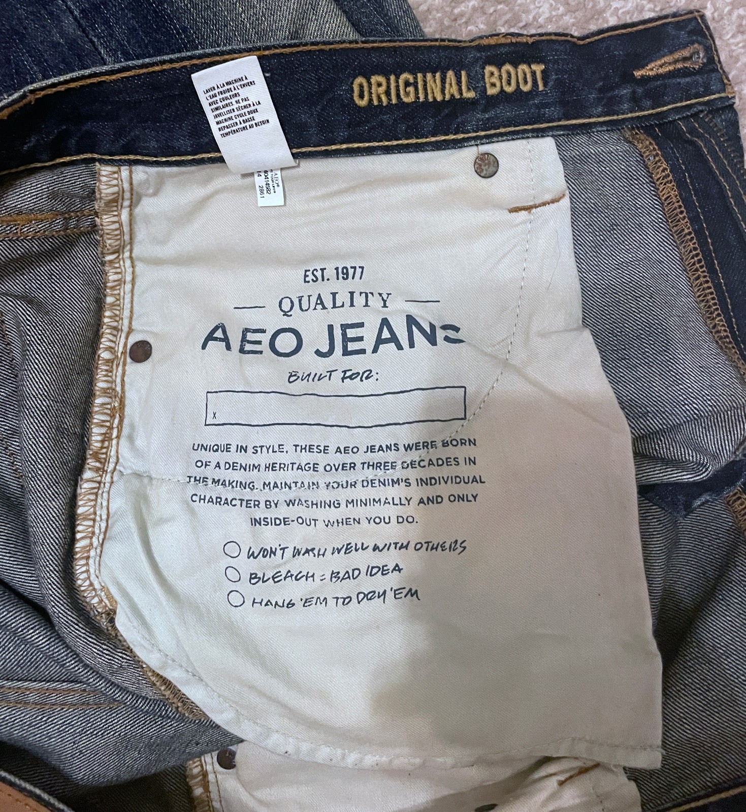 VTG American Eagle AEO Original Boot (bootcut) Jeans 34 x 34 100% Cotton Men’s