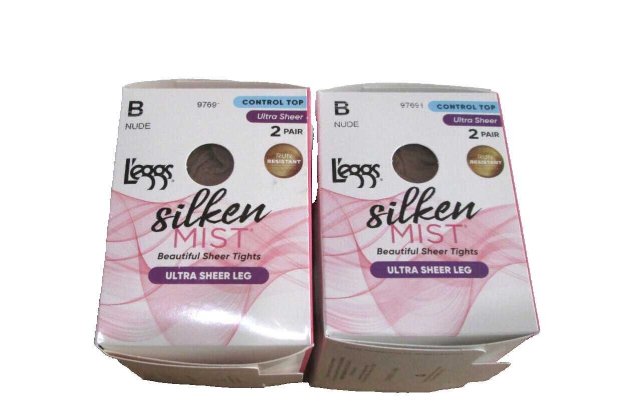 New Women’s L’eggs Leggs 4 Pair Silken Mist Control Top Nude Pantyhose Tights B