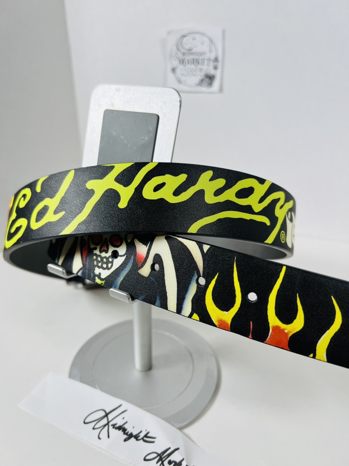 NWT Ed Hardy Men’s Skull Tattoos Reversible Leather Belt SZ 34 Punk Rock Y2K