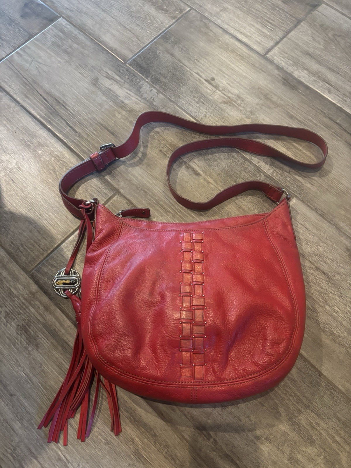 Brighton Red Shoulder Bag Tassel Bag Charm