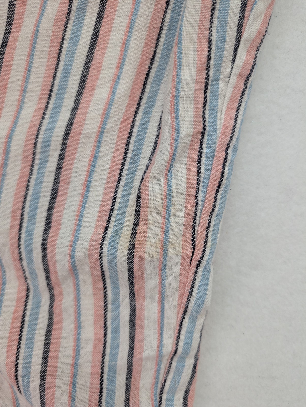 Drew Women’s Romper Size M Linen Blend Strapless Bohemian Pink Blue White Stripe