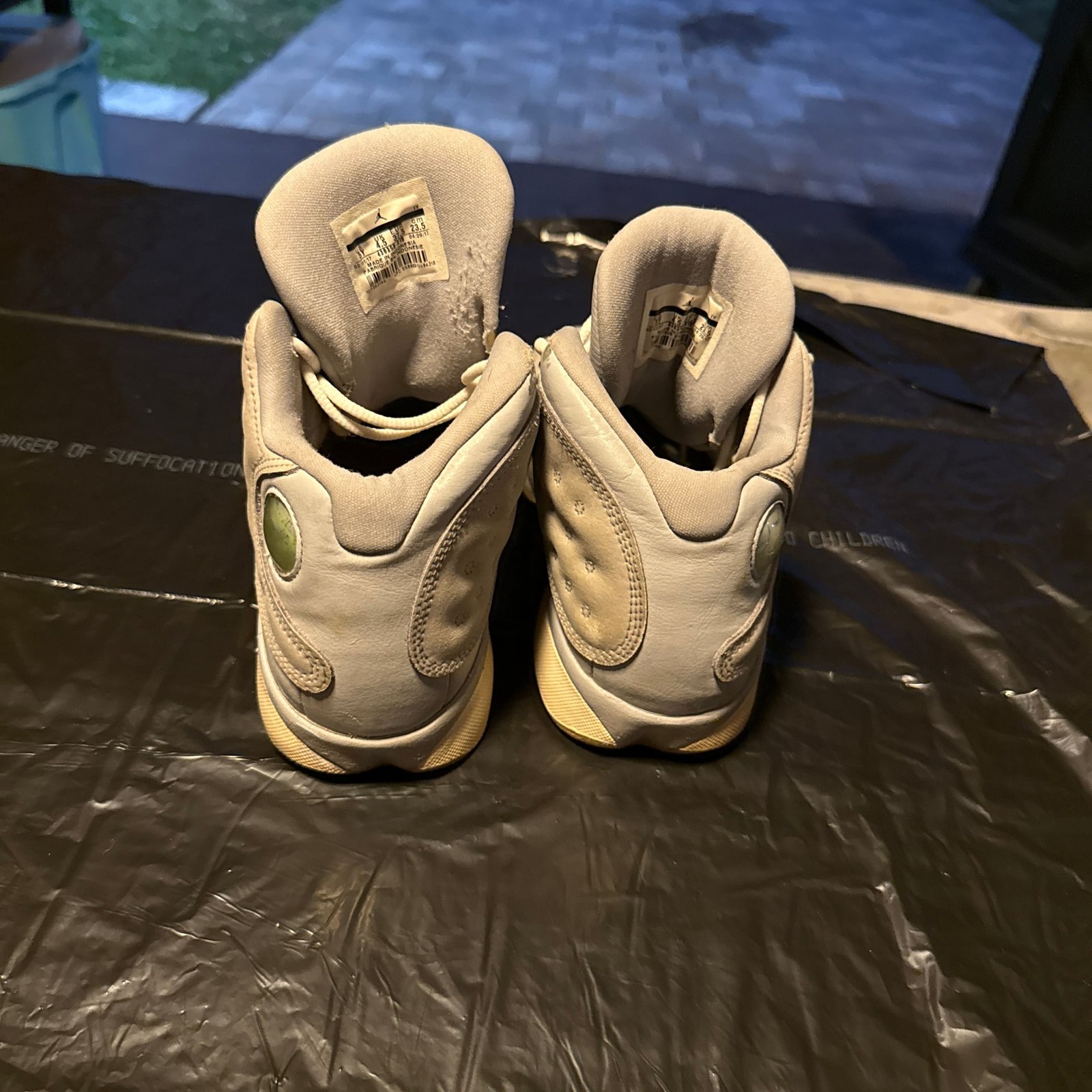 Nike Air Jordan 13 Retro High Top Sneakers, Grey/Tan Leather, Size 5