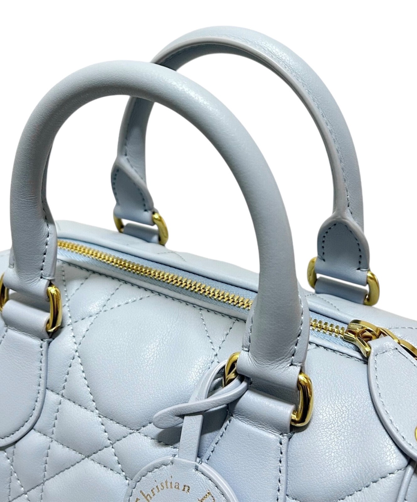 Christian Dior Boston Bag Groove 20 Pale Blue Calfskin Width 7.87 in Women 99