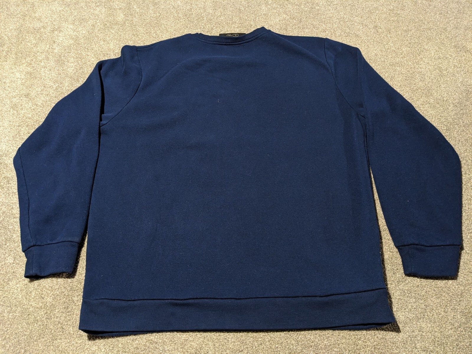 Troop Sweater Mens XL Sweatshirt Fleece Lined Crewneck Logo Spellout Navy Blue