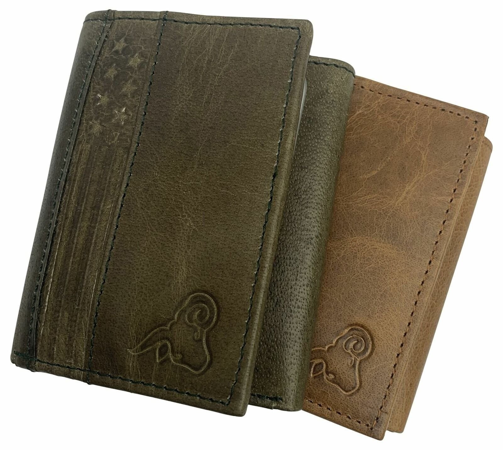 RFID Genuine Leather Slim Mens Trifold Wallet With ID Window Front Pocket USA Se