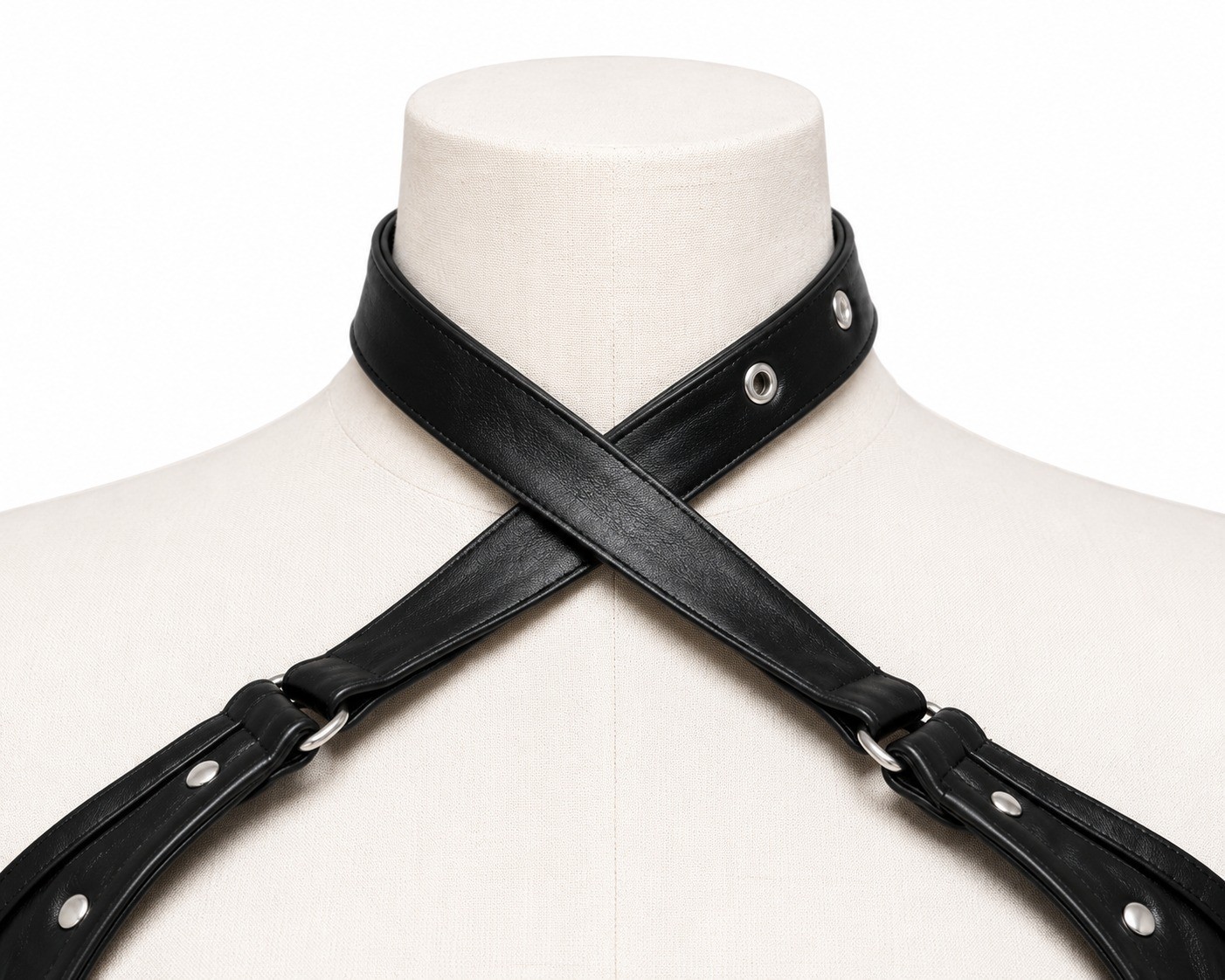 Black Leather Underbust Corset Harness Belt Gothic Steampunk Buckle Bustier