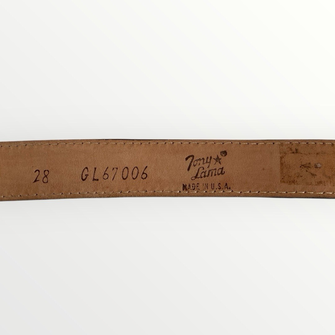 Tony Lama Women’s Brown Leather Western Skinny Belt Size 28 USA Made
