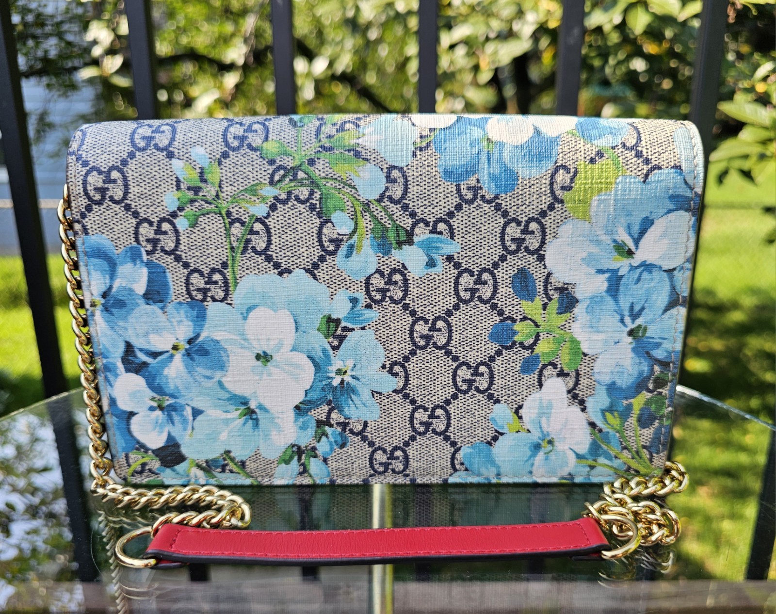 Gucci Blooms Wallet On Chain Blue