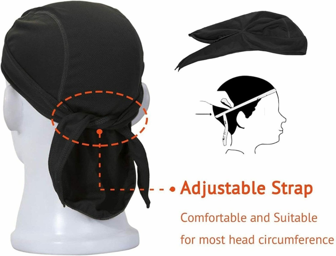 Sweat Wicking Beanie Hat Dew Rag UV Protection Sport Skull Cap Cooling Head Wrap