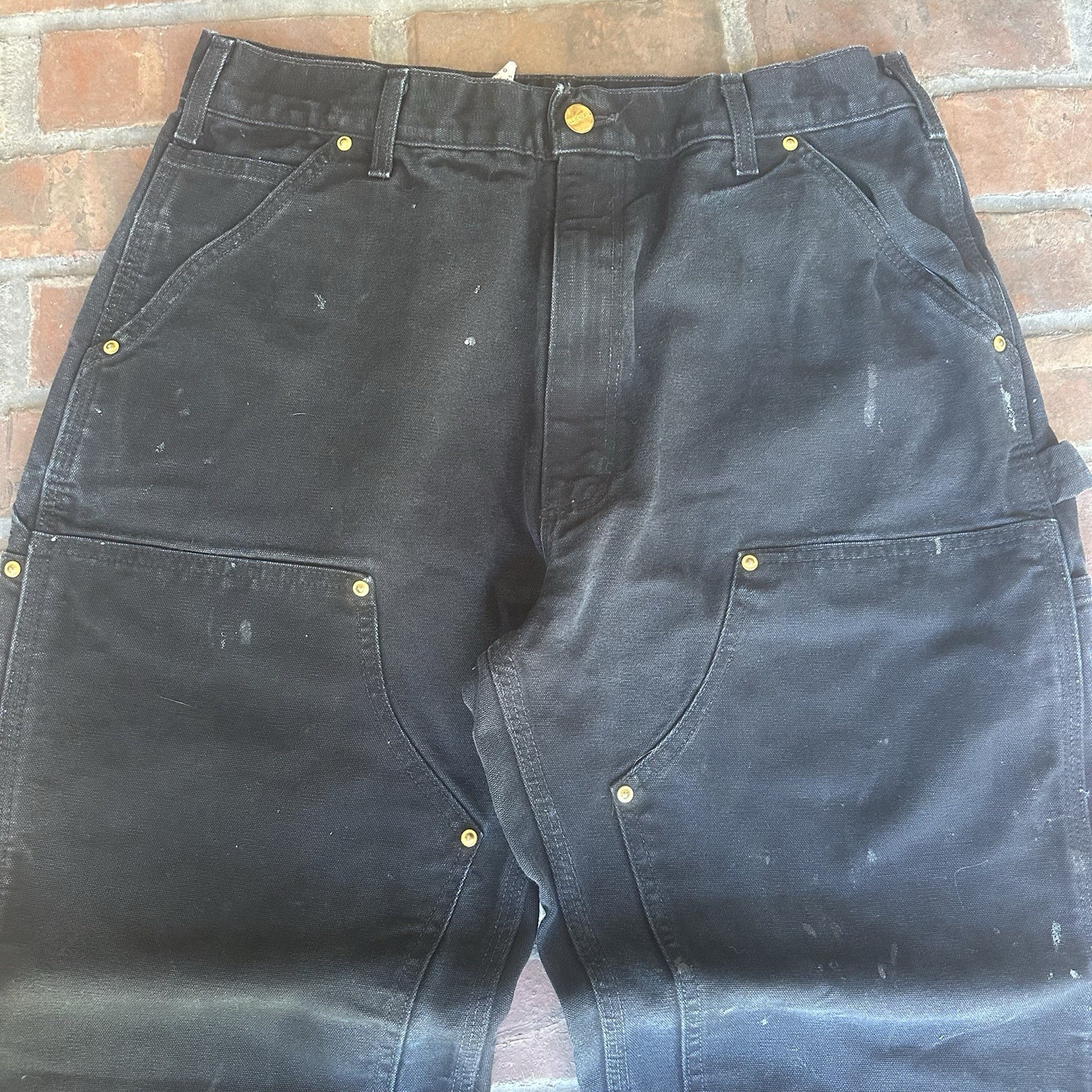 Vintage Black Carhart Double Knees Faded And Distressed Size:32×28
