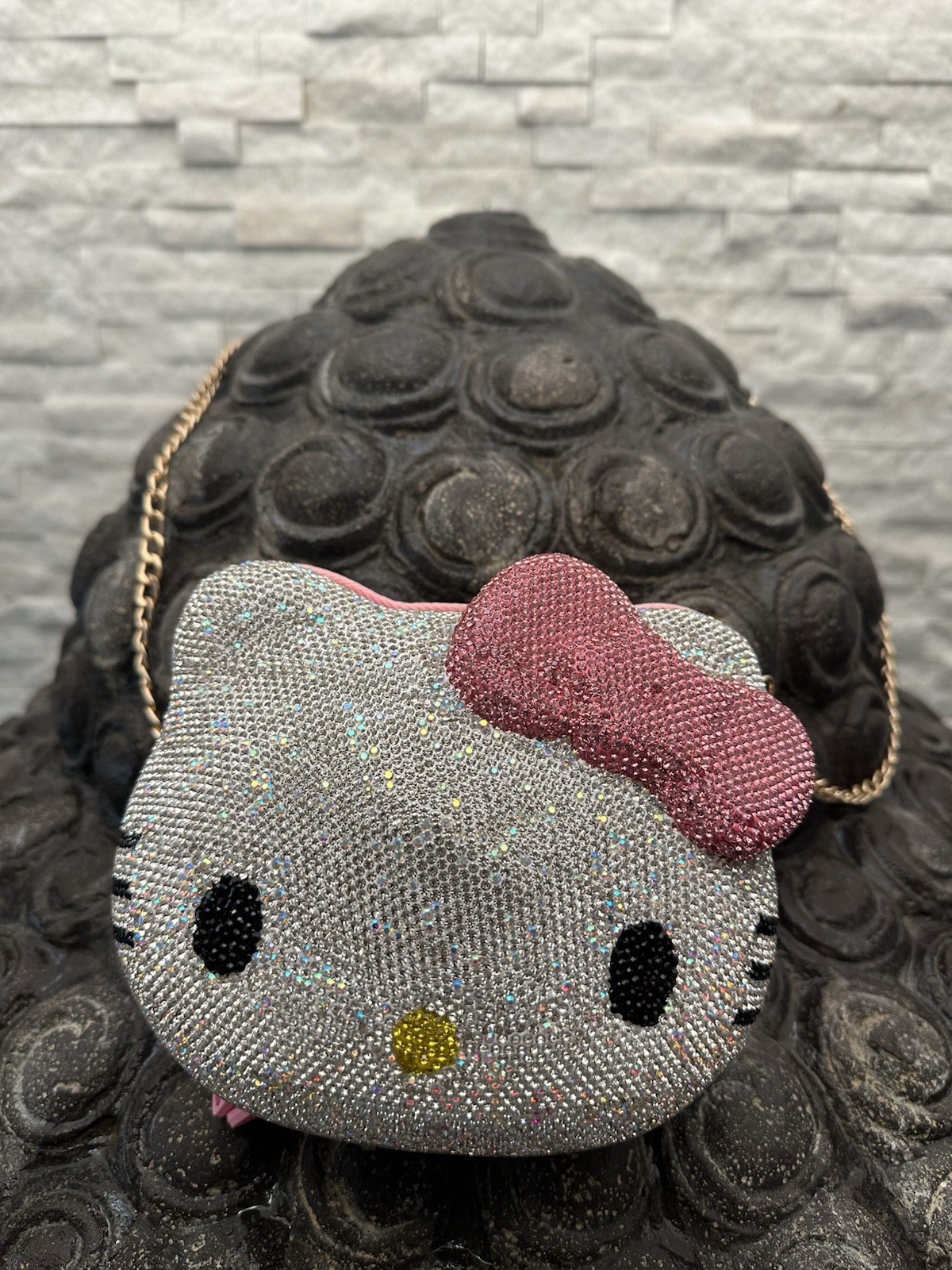 Hello Kitty Crystal Purse Handbag Gold Strap Chain