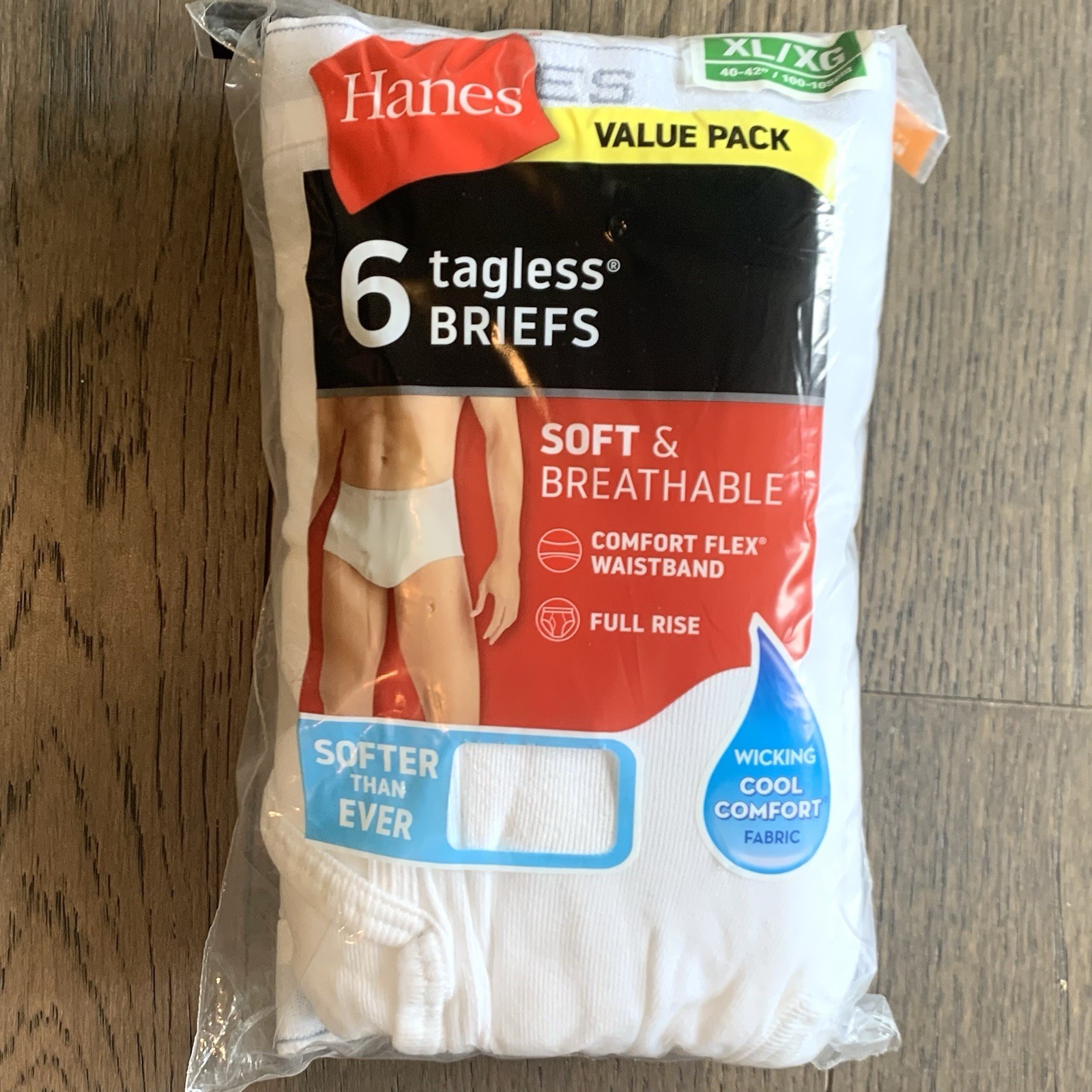 Hanes Briefs 6-Pack Men’s Tagless Underwear White Comfort Soft Waistband Wicking