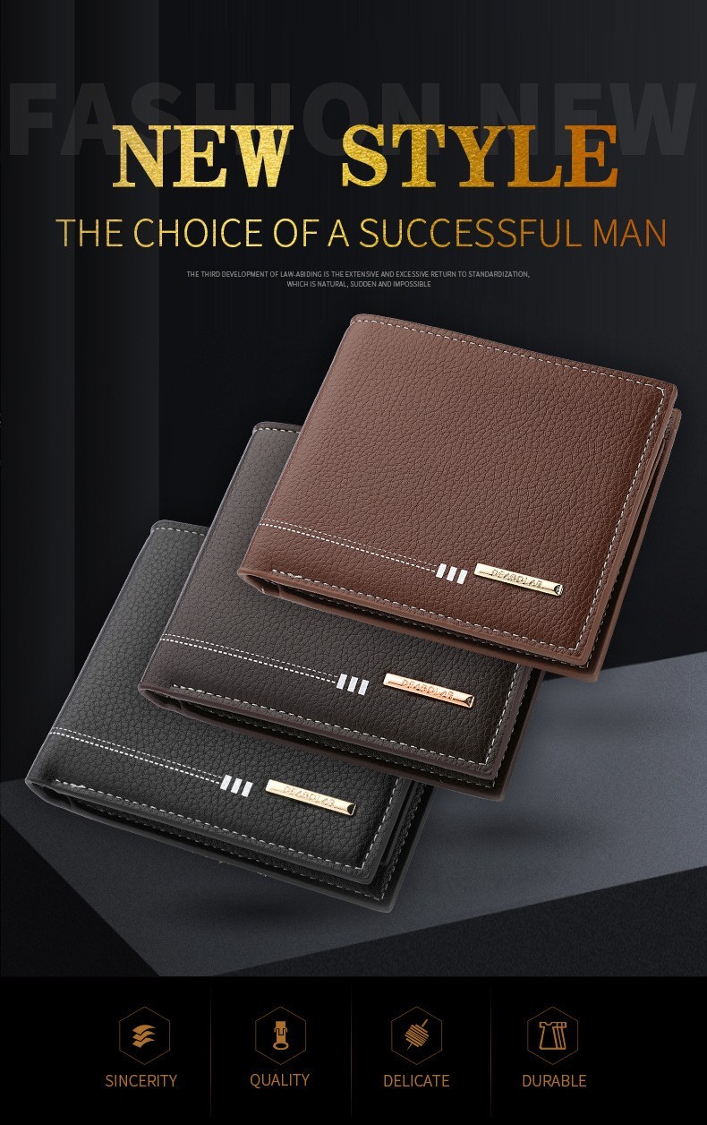 Men’s Leather Fashion Bifold Wallet Multi Card Slots Cash ID Holder Brown Black