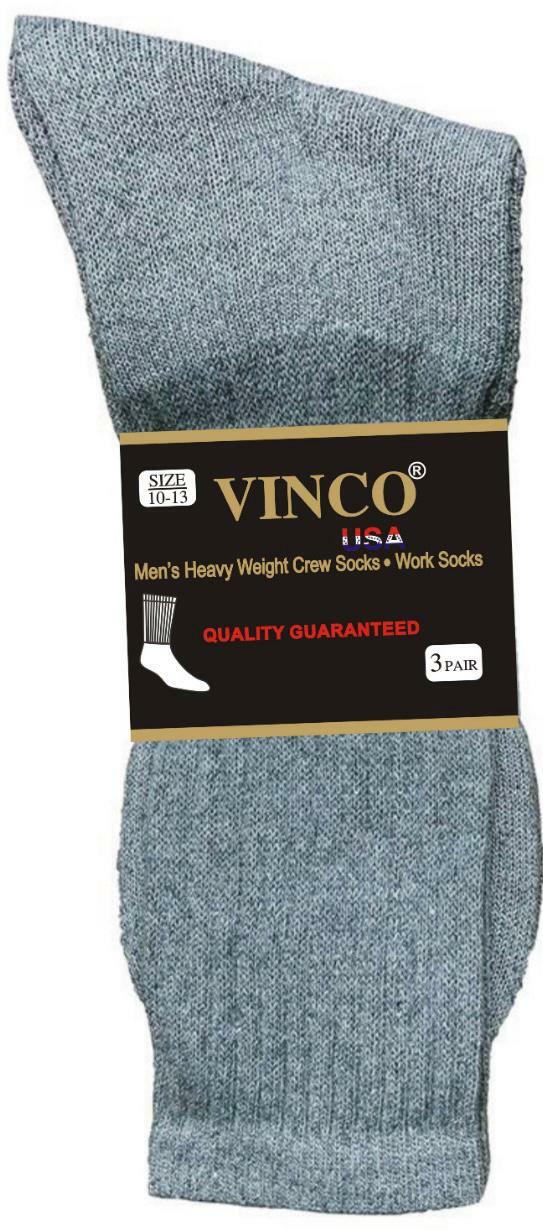 Lot 12 Pairs Mens Grey Cotton Crew Socks Sports Athletic Work Size 9-11 10-13