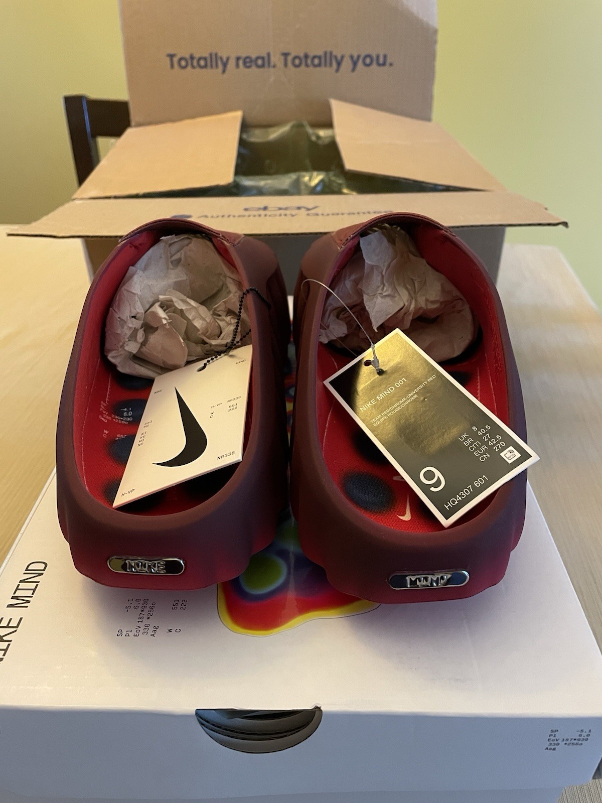 Nike Mind 001 Men’s Slides Team University Red US 9 HQ4307-601 DAMAGED Box