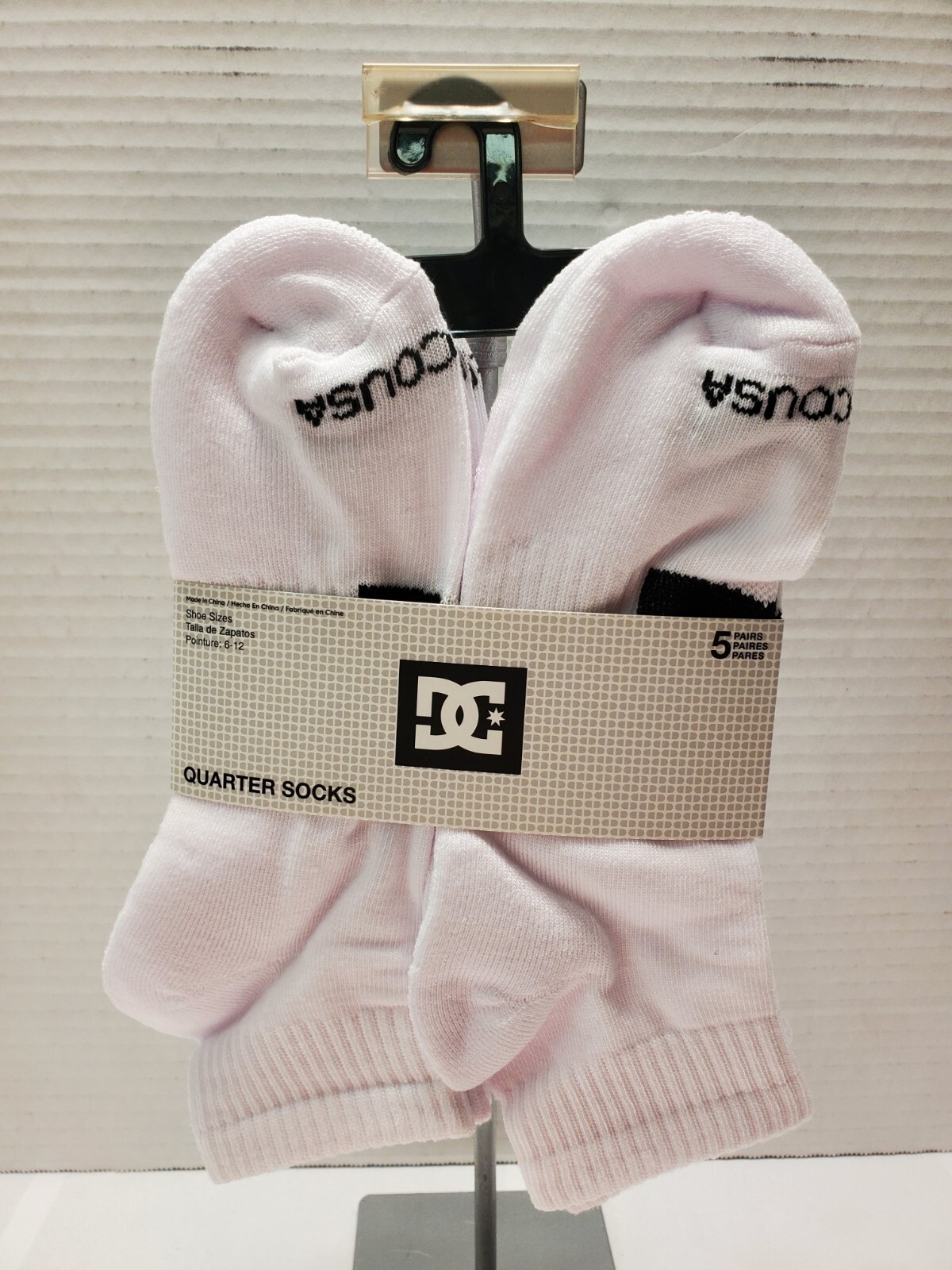 New Mens DC Skate Designer Sport Active 5 Pack Quarter Logo Socks, White
