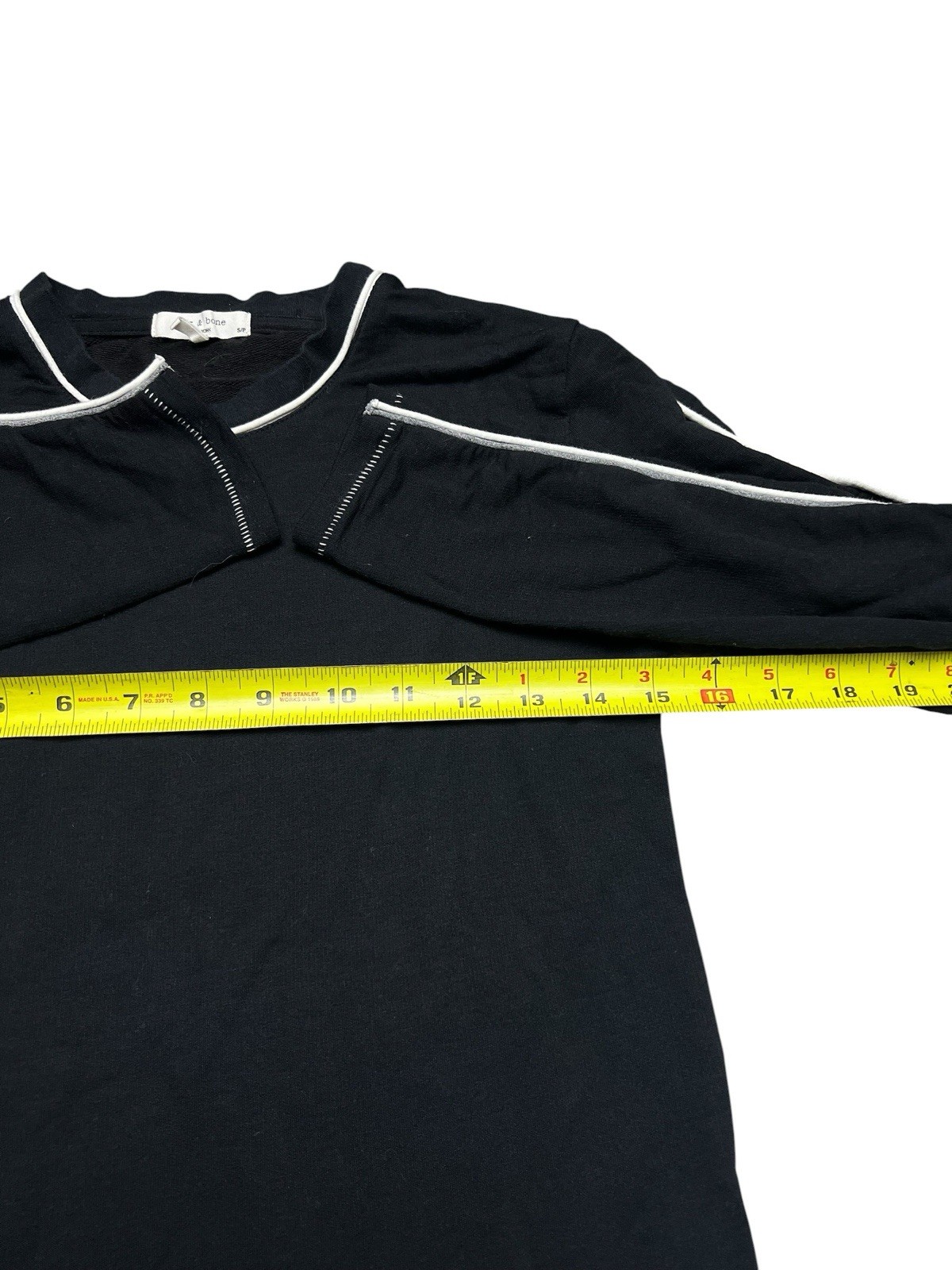 Rag & Bone Black Long Sleeve Contrast Trim Crewneck Top Women’s Small S