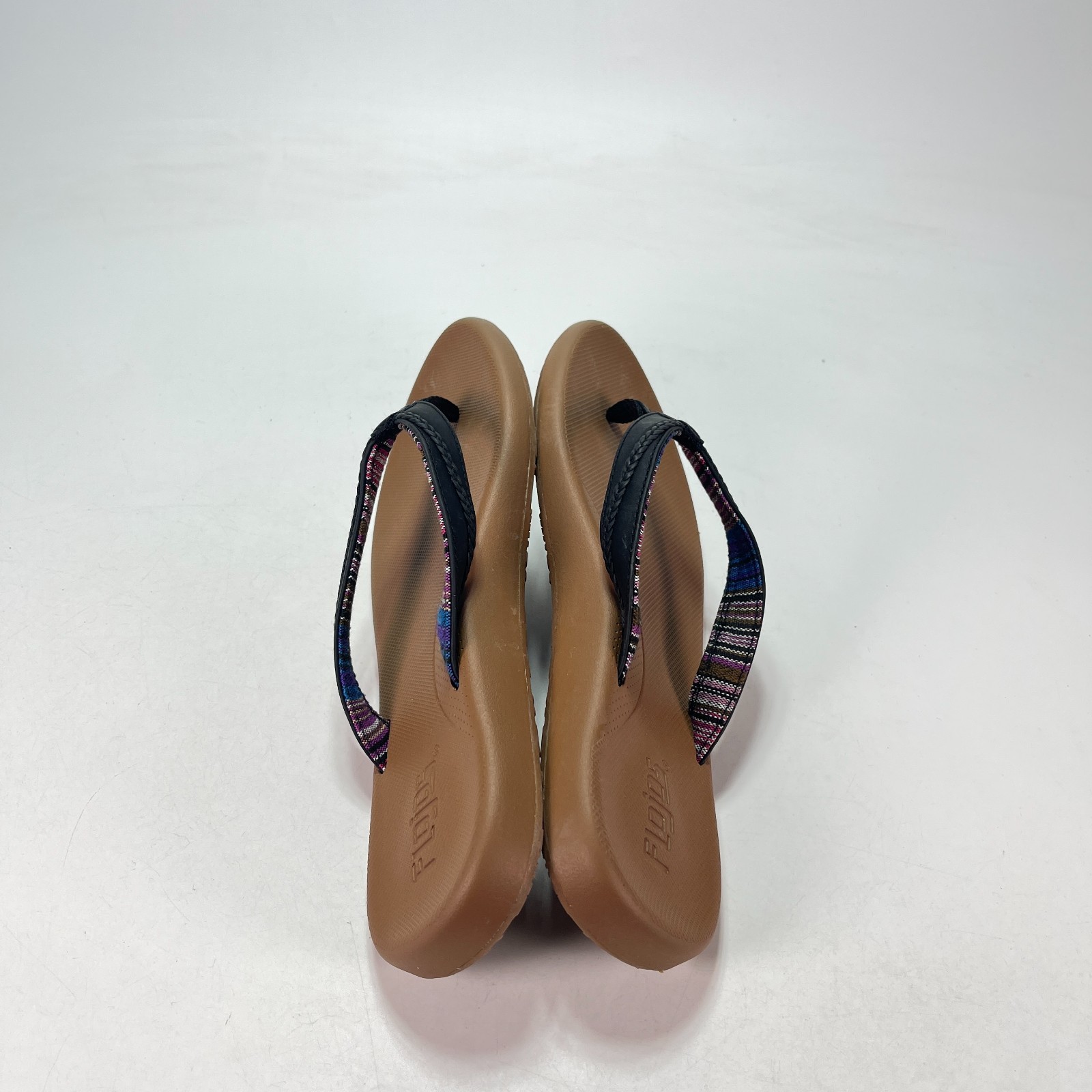 Flojos Black Brown Casual Memory Foam Footbed Flip Flops Sandals Women’s Size 9