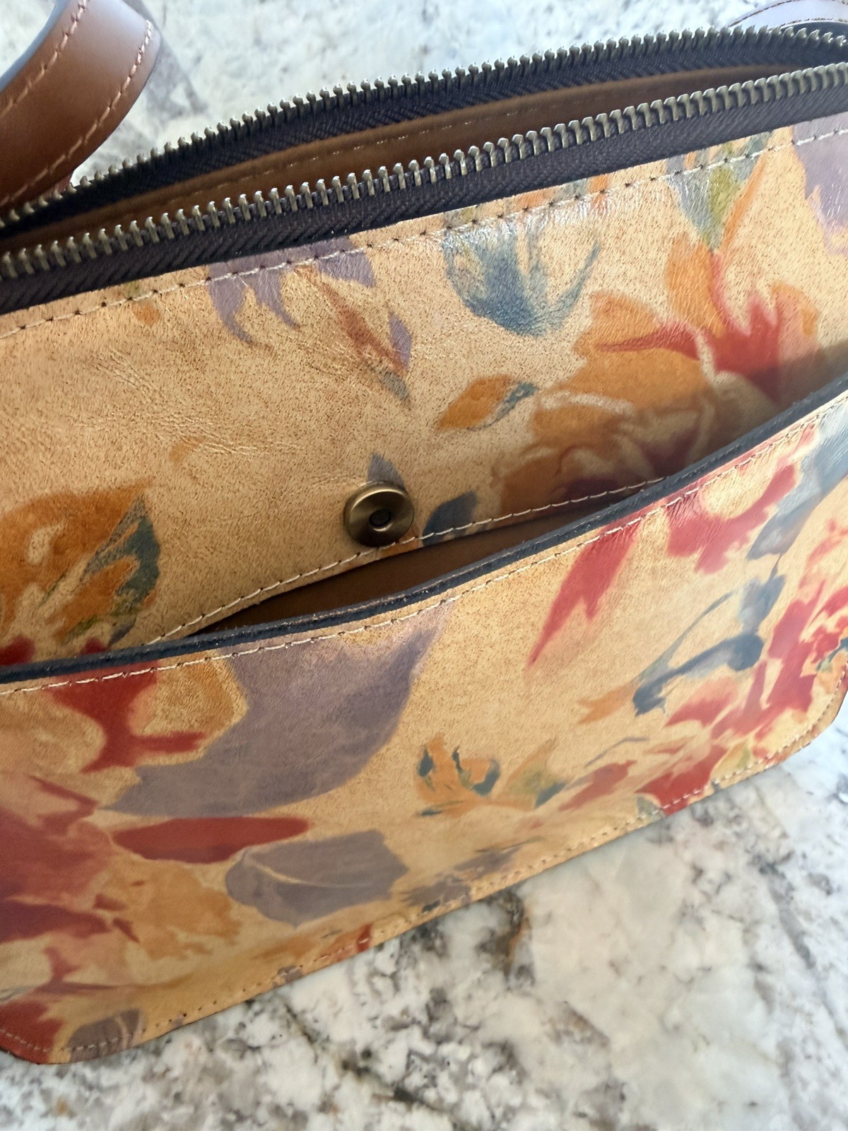 Patricia Nash Multi Collection Floral Crossbody Bag Multicolor Zip Gold