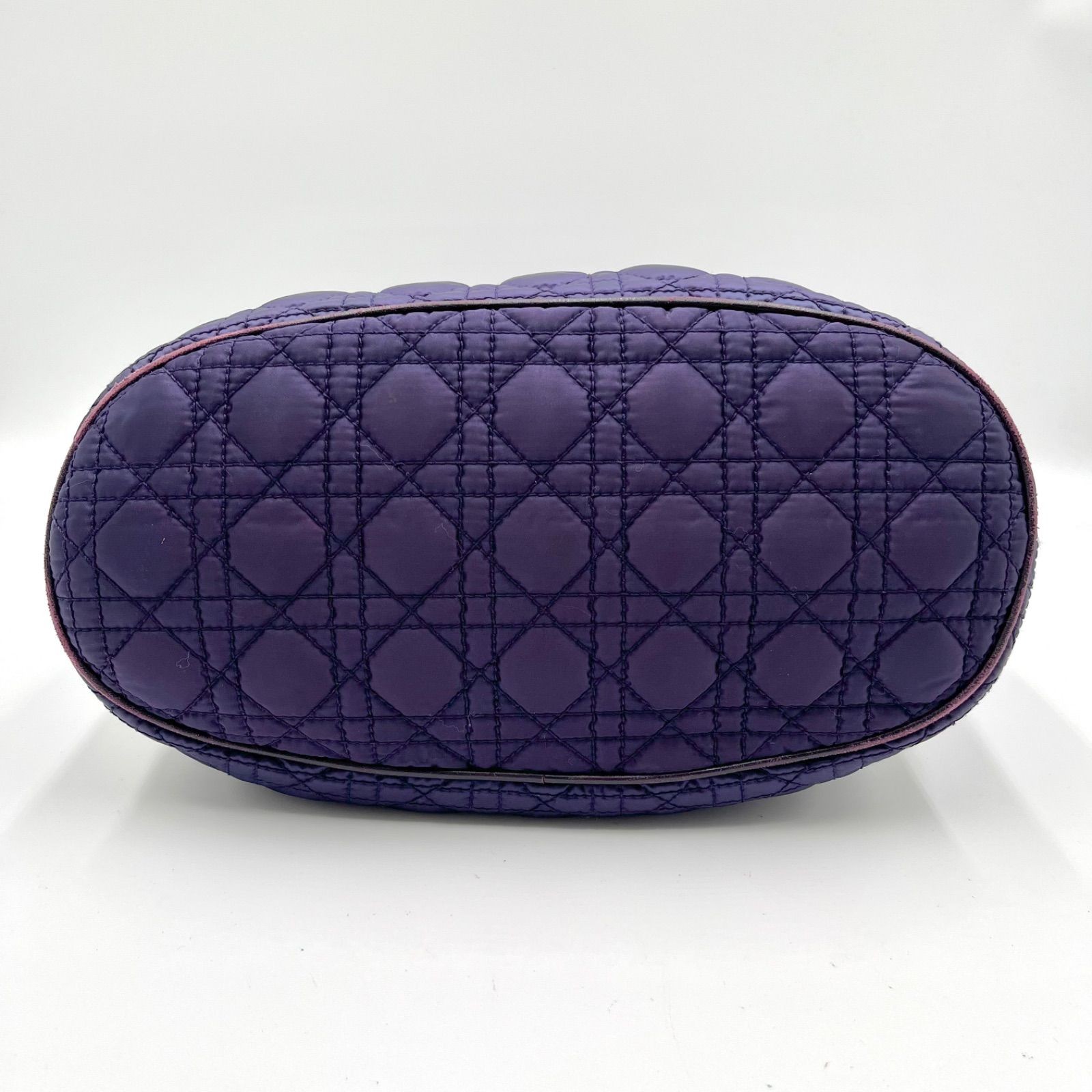 Auth Christian Dior Cannage Nylon Tote Bag and Shoulder Bag, Purple 2Y9816