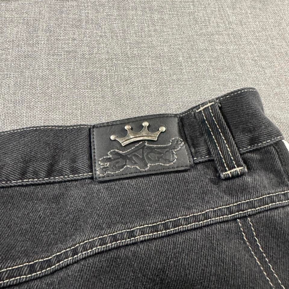Vintage Y2K JNCO Skunk Denim Jeans SUPER Baggy Wide Leg Faded Black 42
