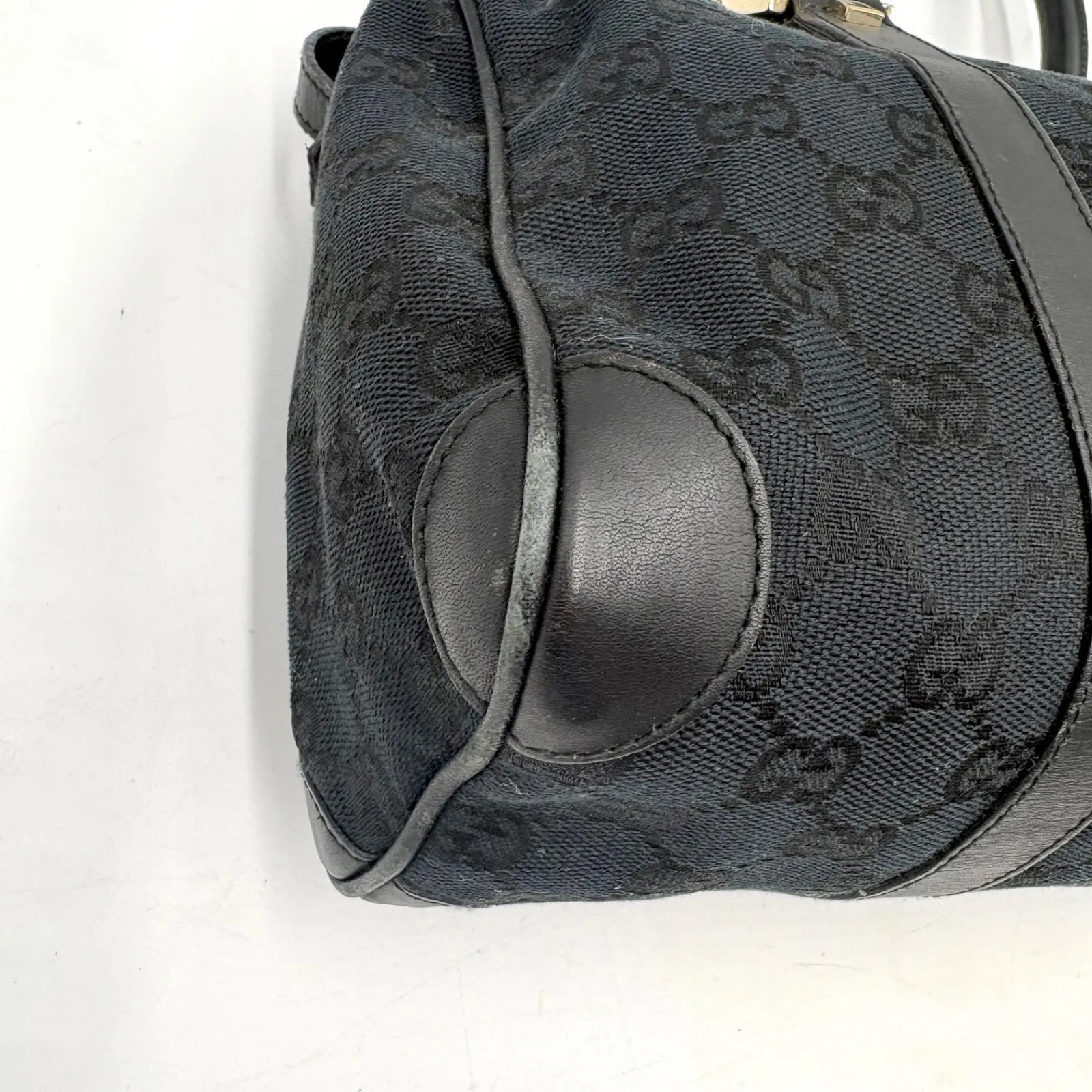 Auth Gucci GG Canvas Tote Bag Mini Boston Bag Shoulder Bag Black 001 0851 2Y3476