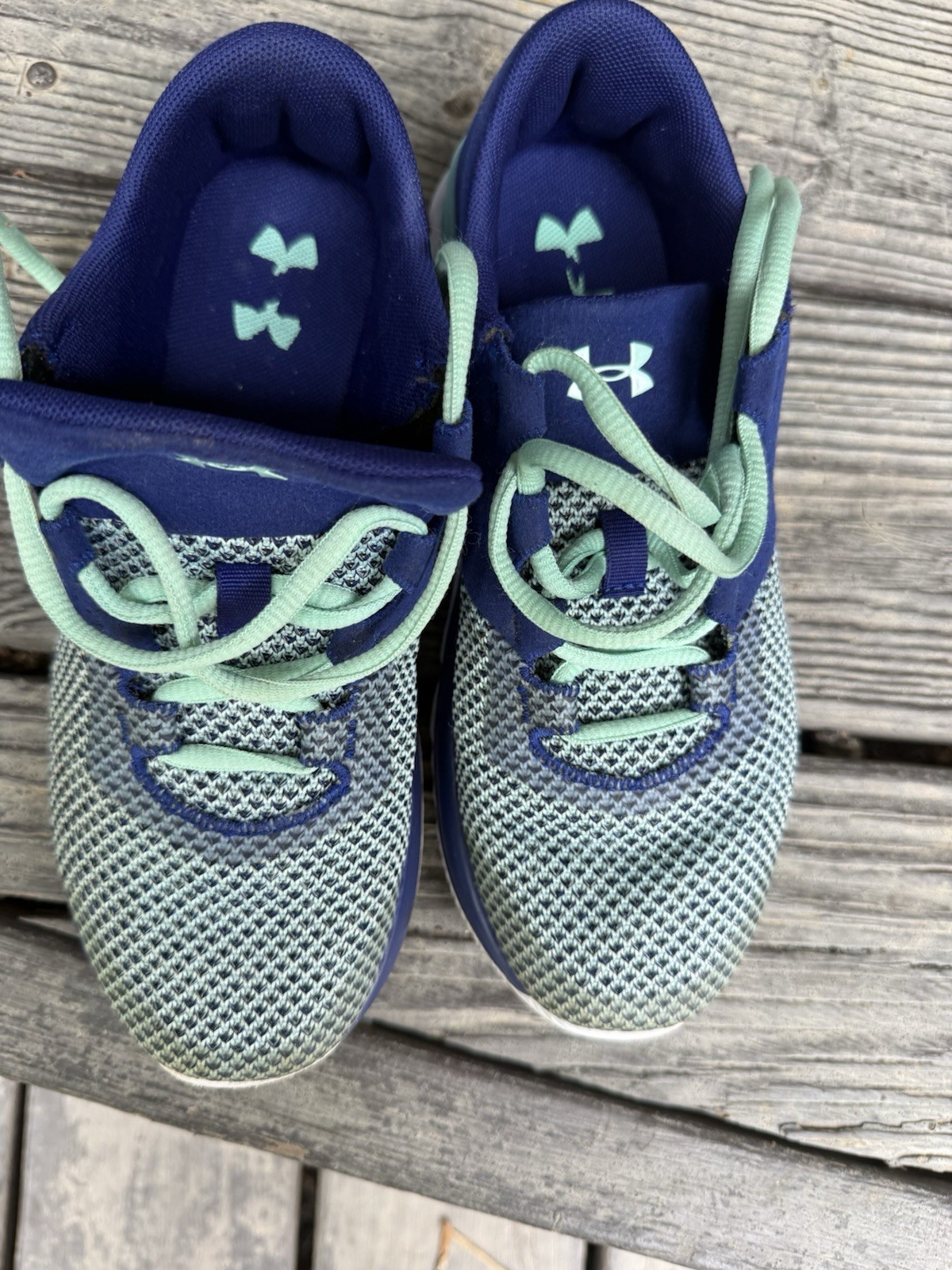 Under Armour Kids Running Shoes Size 4Y Blue & Mint Athletic Sneakers