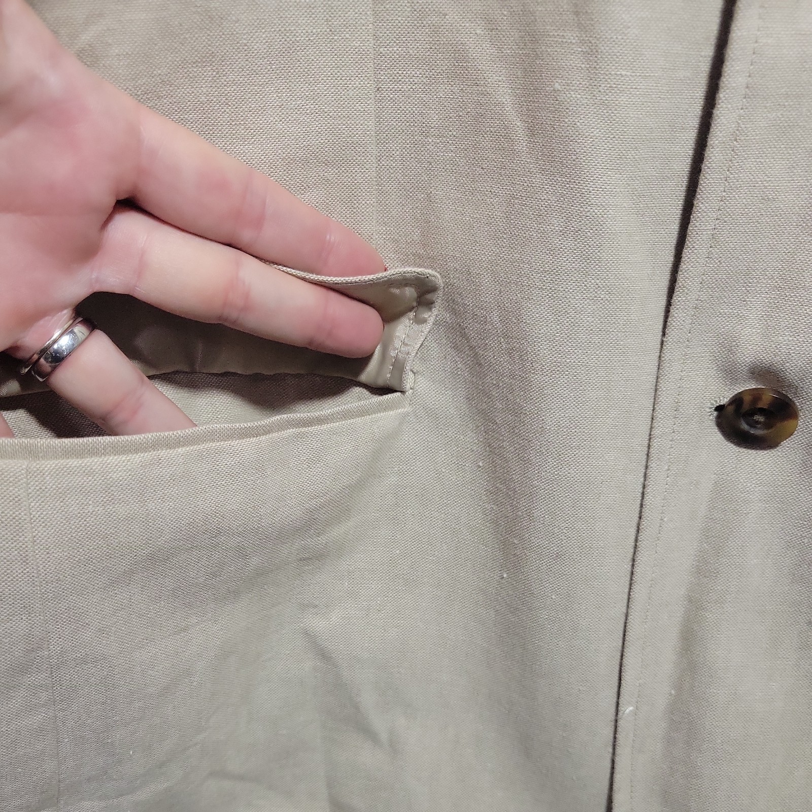 anytime Sport Coat/Blazer, mens L, 42, beige cotton, Casual,