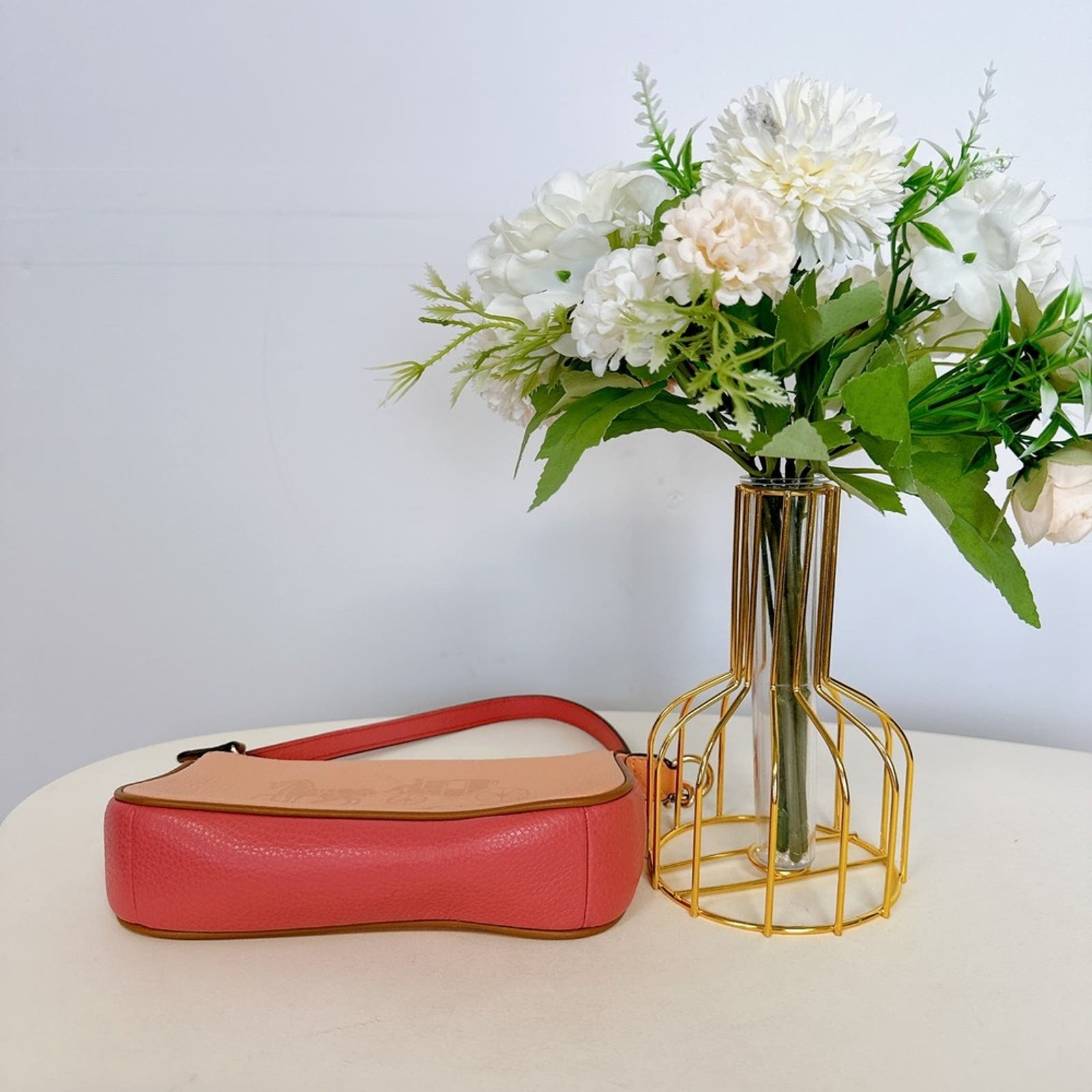Coach C8877 Nolita 19 In Colorblock With Horse And Carriage In Gold/Faded Blush