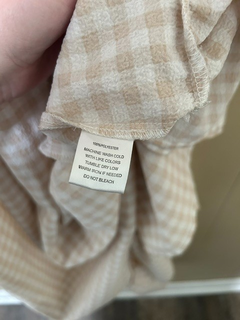 Indigo Rose Gingham Maxi Dress M Beige Smocked Cottagecore Prairie Milkmaid