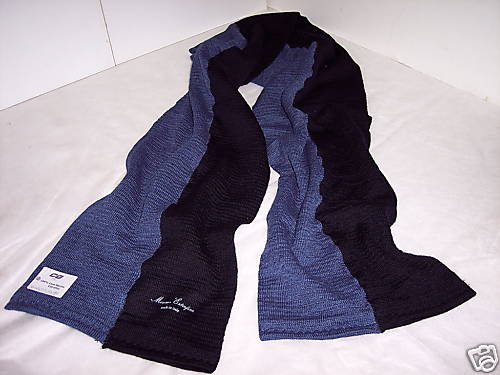 Double scarf solid color two-tone BLUE 100% wool sea