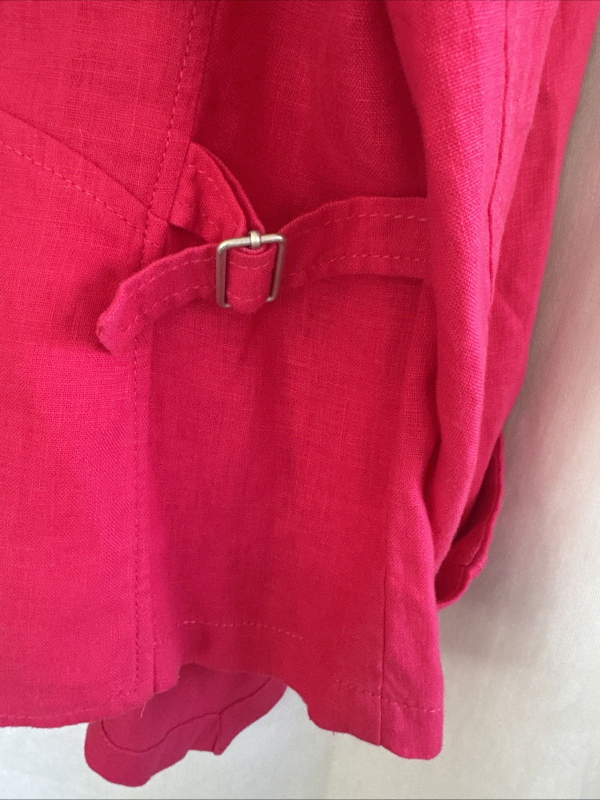 Chicos Pretty In Pink 100% Linen Jacket 2 M L Open No Closure