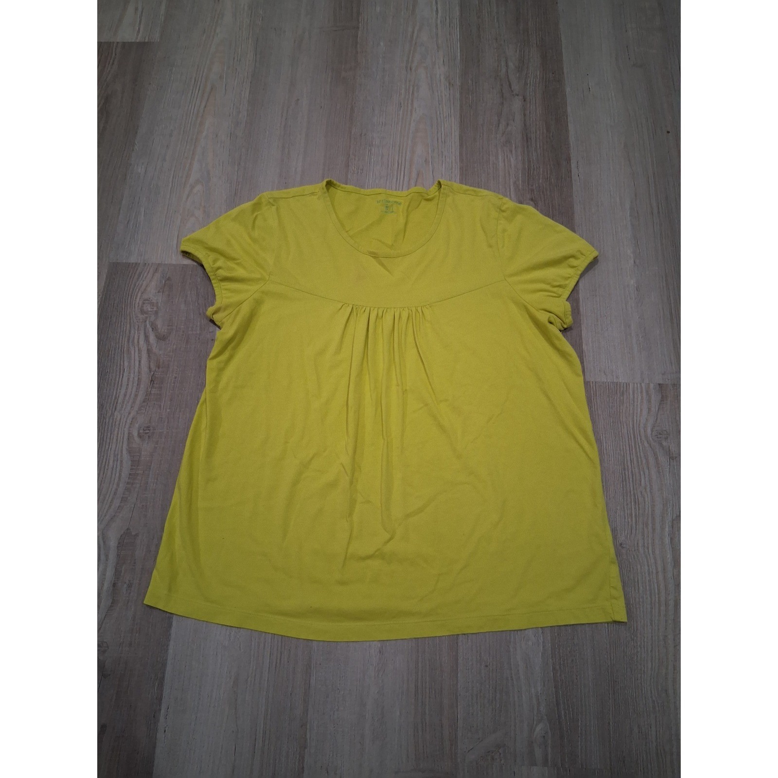 Liz Claiborne Womens Chartreuse Yellow Empire Waist Pleated Top Large